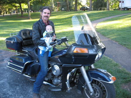 Steve & grandson, Jonah on Harley