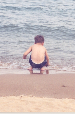My son, age 3 at the beach in Oscoda up north