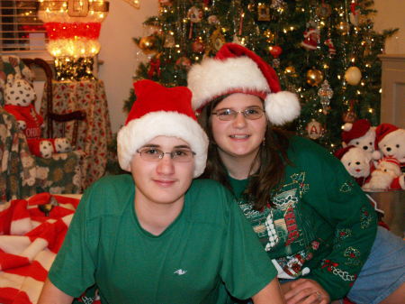 Our kids at Christmas, Cody and Catie