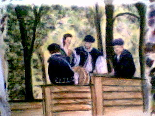 Unfinished pastel of musicians