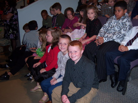 Colin (in the dark shirt) a program at school