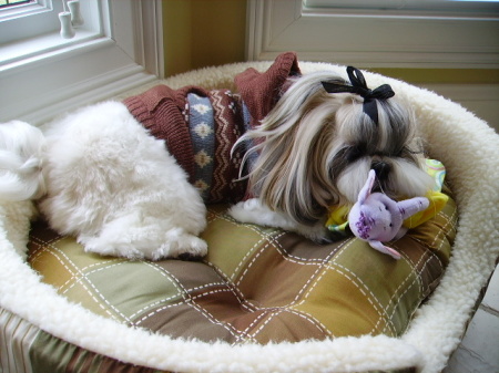 Sophie sleeping with her Pooh blankie