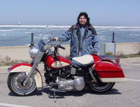 Sharon & her 1972 Harley Davidson