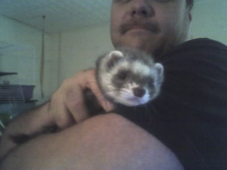 Me holding Rocky the Ferret