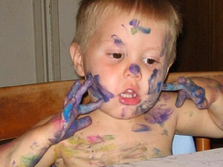 Ethan finger painting