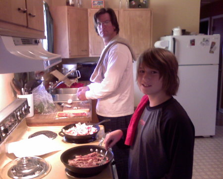 Logan and I cooking