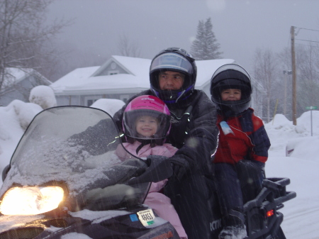Rick, Nathaniel and Brianna Snowmobiling