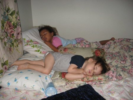 my son and niece sleeping