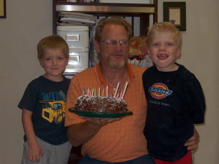 Bill, my husband, with Our grandsons