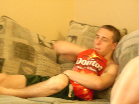 Wrestling is over don't touch his Doritos!!