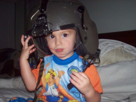 KP in Daddy's Flight Helmet