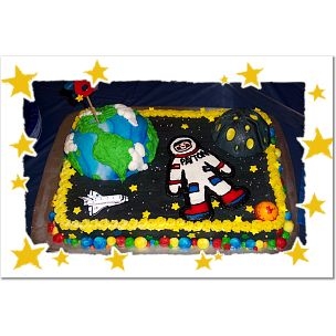 space cake with white star border