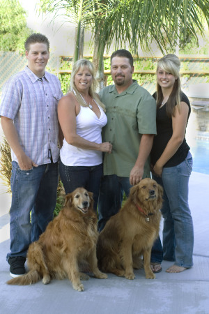 My fam and golden retrievers Tanner and Rocko