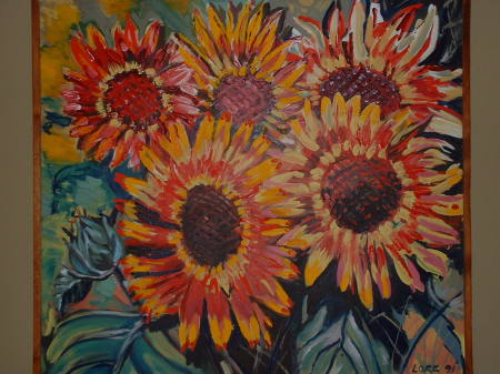 Sunflowers in my yard - oil painting