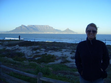 Leaving Cape Town, view of Table Mountain