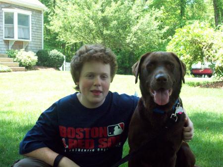 My son John & Carley our lab