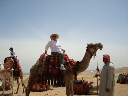 Riding a camel in Egypt April 2008