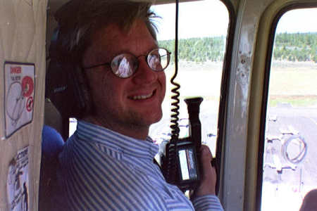 In helicopter over the Grand Canyon