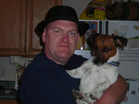 Dale, my husband, and his dog, Sherwood