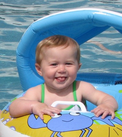 Bailey's first swim