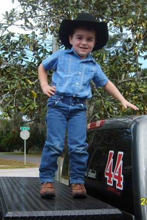 garrett on daddy's truck