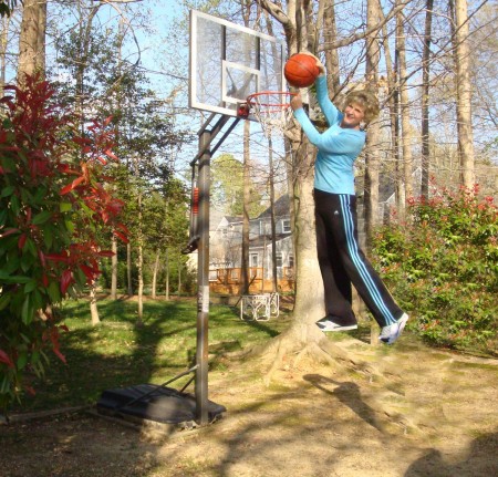 4-2011 Louise Dunking  in driveway