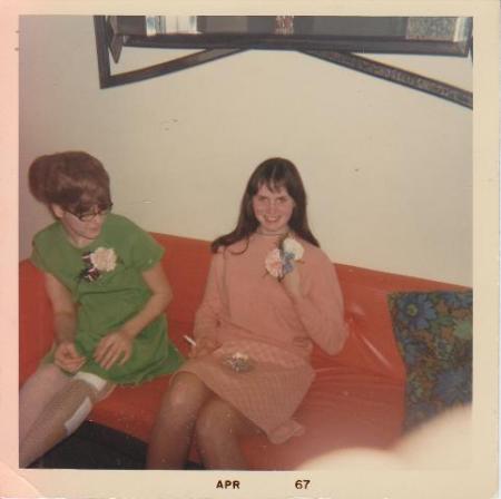 My best friend, Ginny Mabrey and me in 1967, at my house