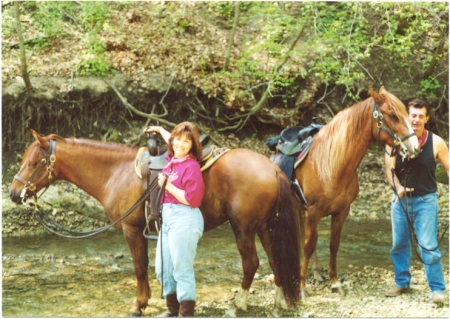 My husband & I with our horses in Galena