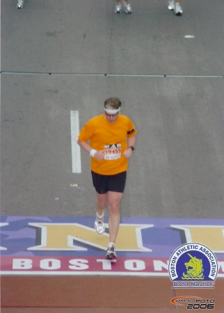 Doug finishing the 2006 Boston Marathon