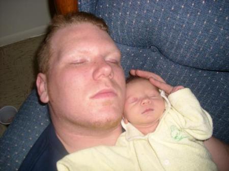 Dad and Newborn Amber -- Sleepy Again????