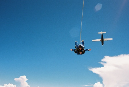 Free fall ... plane in the foreground