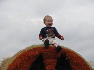 Harrison on the Halloween big hay.