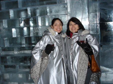 My niece and I in Milan's Ice Bar
