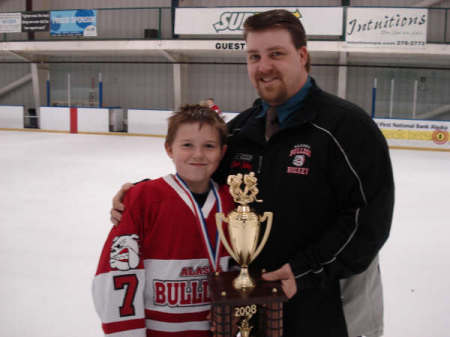 my son and i with 2nd place trophy