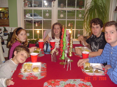Children eatind Christmas Dinner