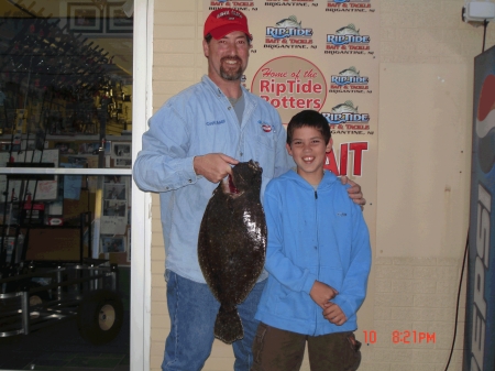 My son Justin and I catching a meal