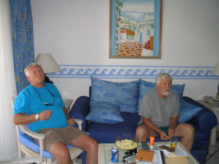 my husband and Uncle Rich relaxing and eating snacks...