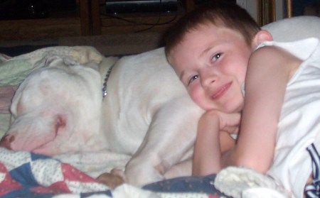 My son and his dog