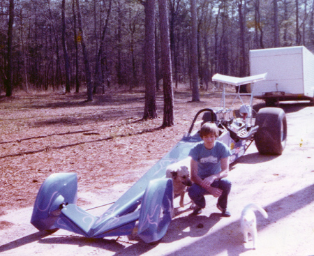 Clay with Gary Osborn's dragster 1978