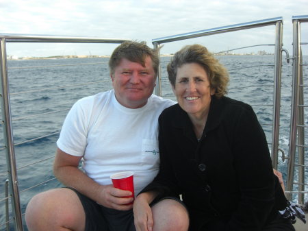 Brad and Karen on a sunset sail