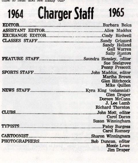 Charger Staff Sept 22 1964