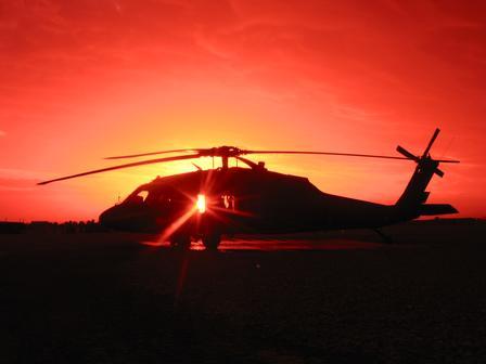 Medevac sunset in Afghanistan