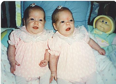 Heather & Chantal : 3 months 1988