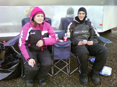 snowmobiling.. i look like a pink marshmellow!