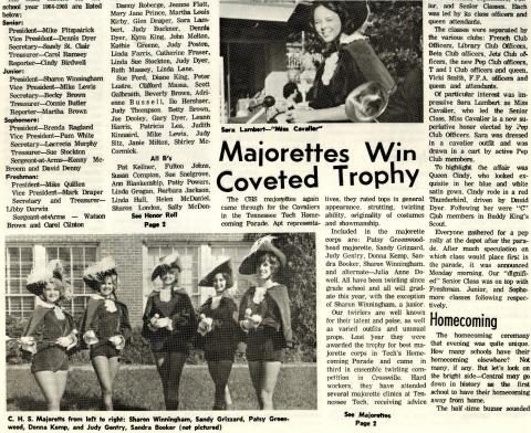 Majorettes Nov 1964 win trophy