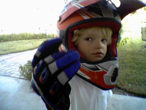 Christopher in helmet