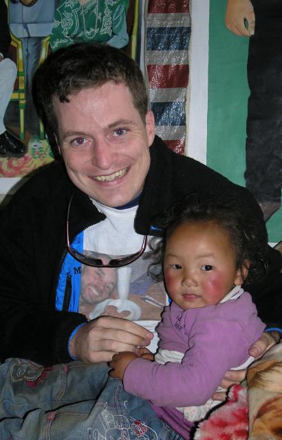 Me with a Sherpa baby, in Namche