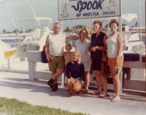 Molly & family in front of Spook 1974