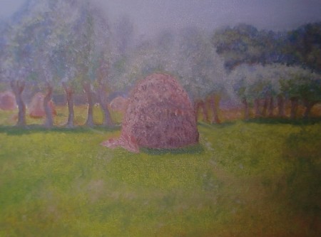Oil Painting study of Monet's Haystacks in a