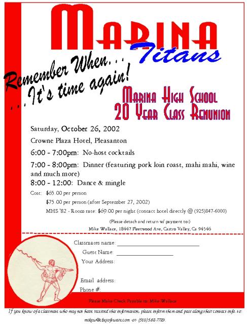 MHS '82 20-year Reunion invite